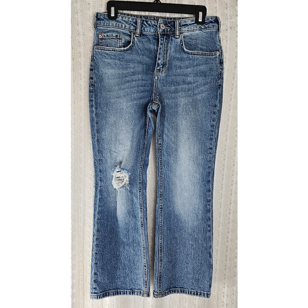 Pilcro Cropped High Waisted Stone Wash Jeans Size 28 Petite